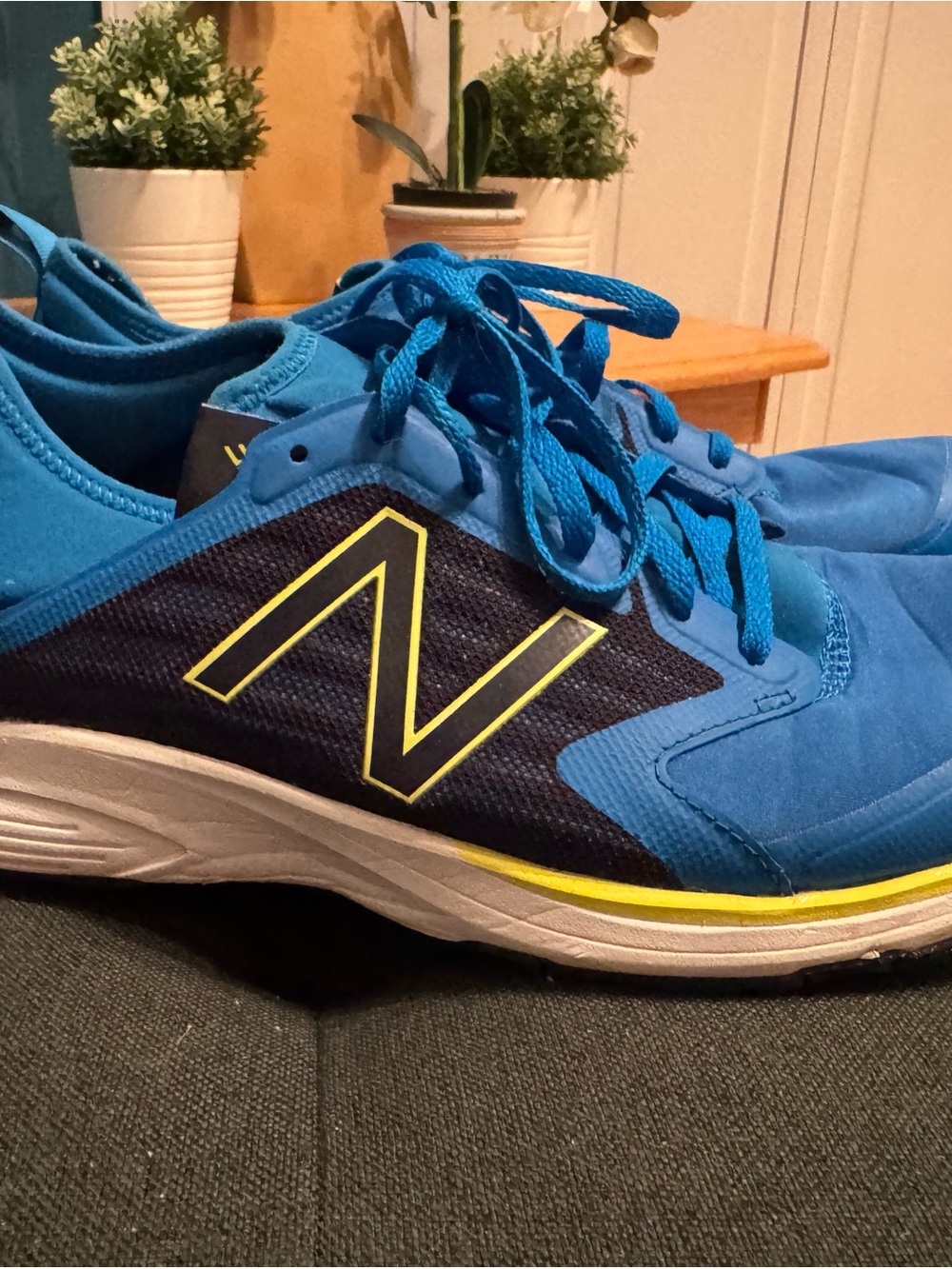New Balance Men’s Bright Blue Athletic Sneakers with Yellow Trim